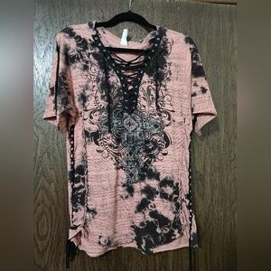 Affliction Women's Lace-Up Tie-Dye Top
